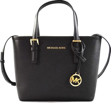 michael kors black carryall tote violet|Michael Kors black shoulder handbags.